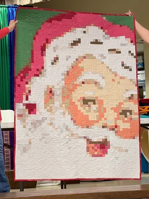 Pixelated Grinch character in 8-bit style