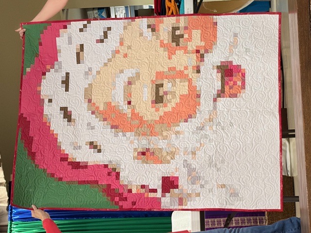 Pixelated Grinch character in 8-bit style