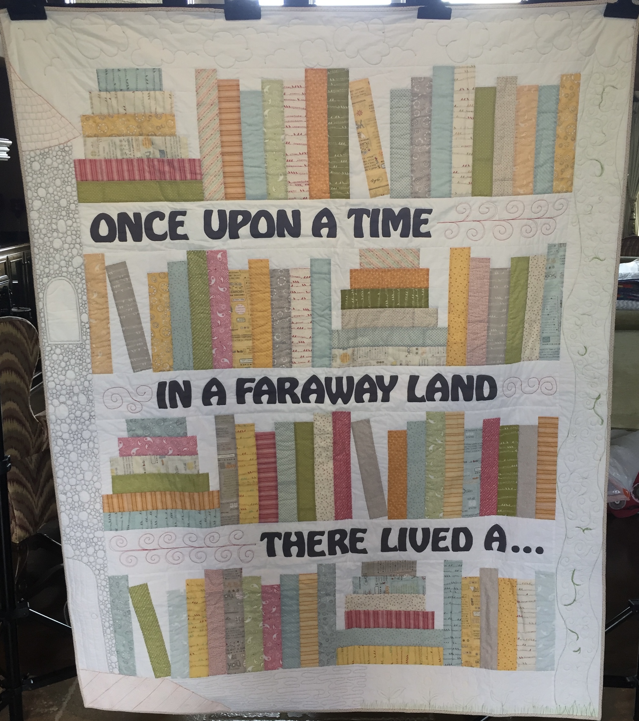Once Upon a Time fairy tale bookshelf quilt